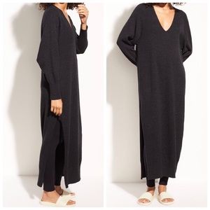 Vince Side Slit Wool and Cashmere V Neck